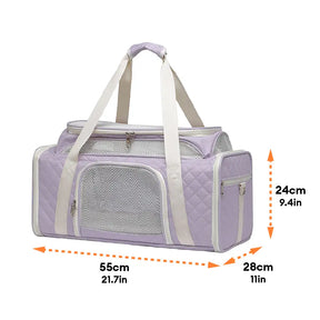 Sacs de transport pour chien et chat animaux de compagnie portable, grande capacité et extensible avec motif en diamant classique.