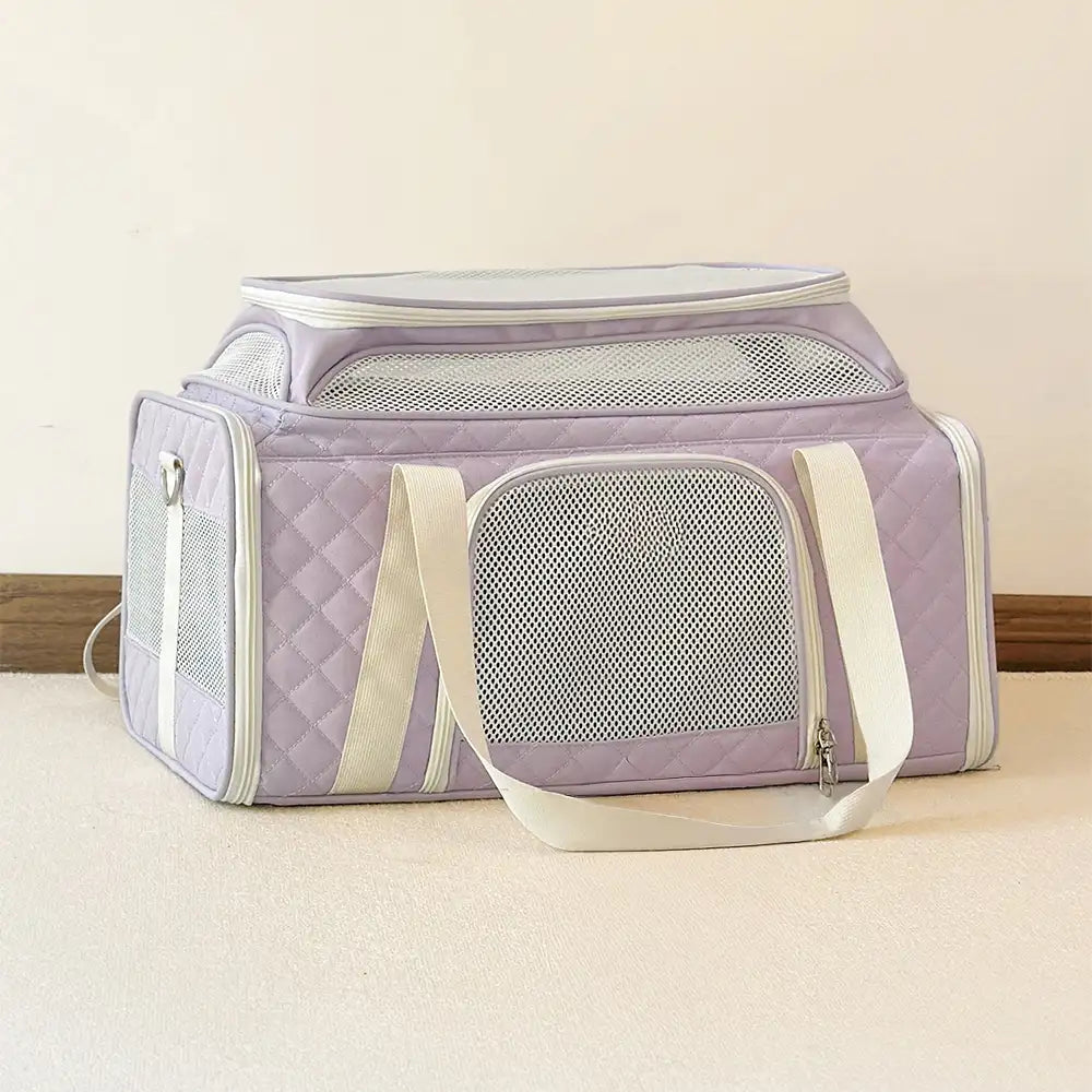 Sacs de transport pour chien et chat animaux de compagnie portable, grande capacité et extensible avec motif en diamant classique.