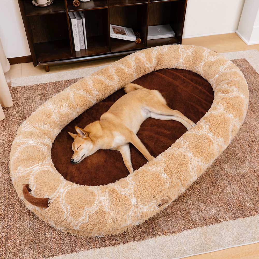 Lit pour chien et human classique et moelleux de très grande taille Donut - Berceau câlin