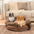 Lit pour chien en peluche Jacquard classique en forme de donut - Coin Douillet