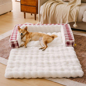 Grand lit confortable pour chien avec couverture pliable