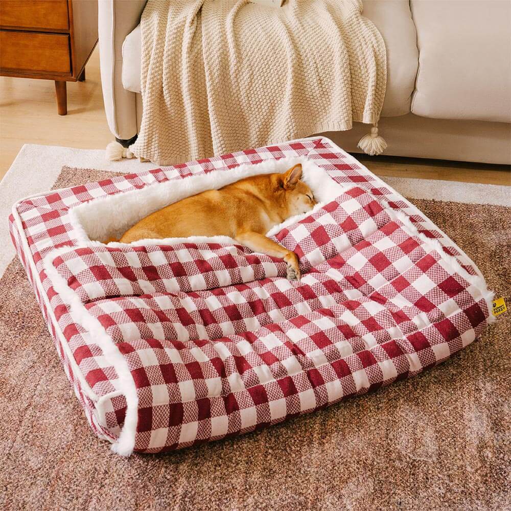 Grand lit confortable pour chien avec couverture pliable