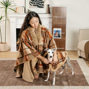 Poncho chaud à carreaux classique pour homme et chien - Compagnons festifs