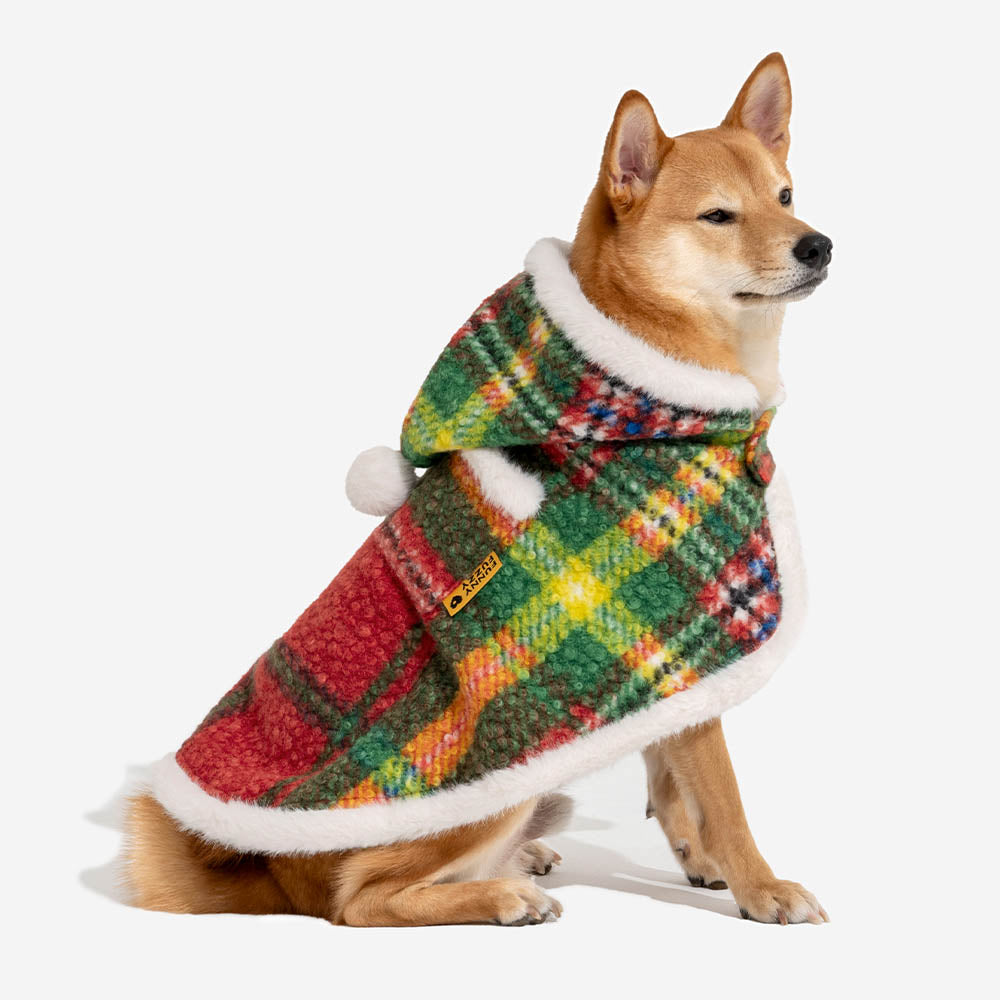 Poncho chaud à carreaux classique pour homme et chien - Compagnons festifs