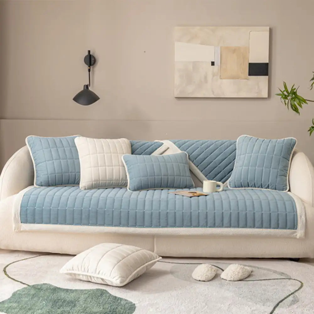 Housse de canapé lavable en plaid matelassé et résistant aux animaux - Plaid