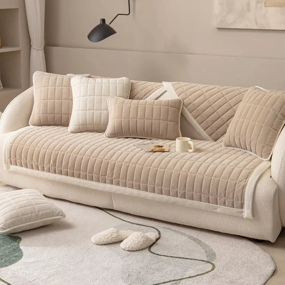 Housse de canapé lavable en plaid matelassé et résistant aux animaux - Plaid