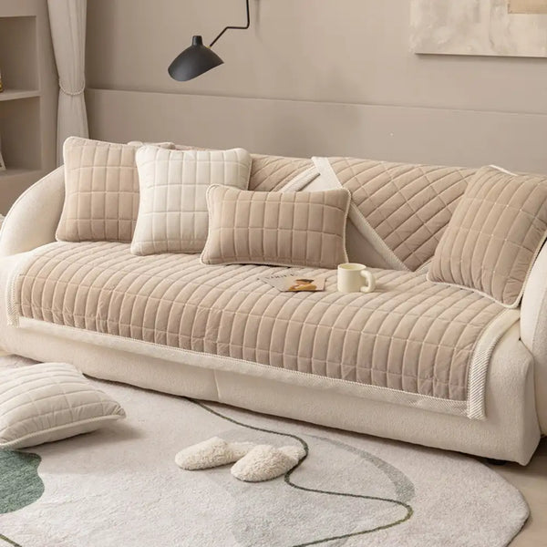 Housse de canapé lavable en plaid matelassé et résistant aux animaux - Plaid