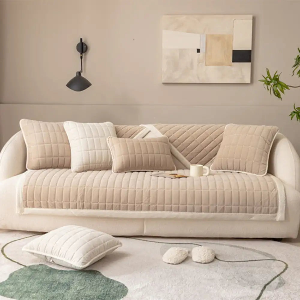 Housse de canapé lavable en plaid matelassé et résistant aux animaux - Plaid