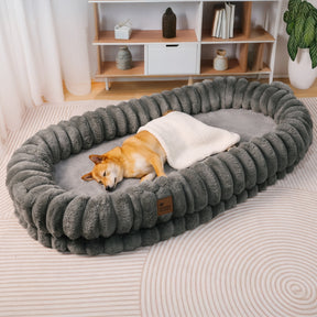 Lit pour chien et human classique et moelleux de très grande taille Donut - Berceau câlin