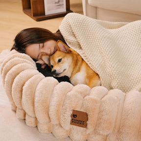 Lit pour chien et human classique et moelleux de très grande taille Donut - Berceau câlin
