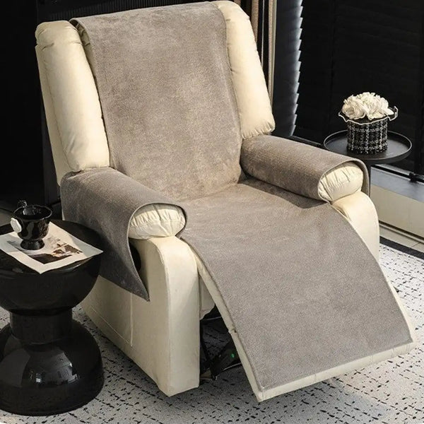 Housse de fauteuil de canapé inclinable en une pièce en polaire anti-dérapante.