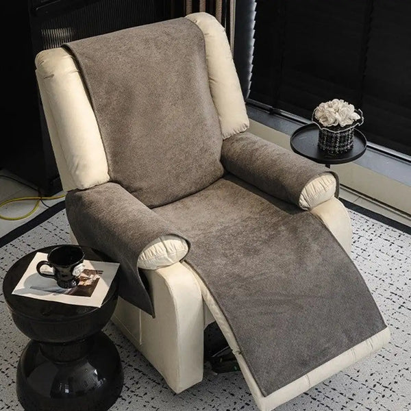 Housse de fauteuil de canapé inclinable en une pièce en polaire anti-dérapante.