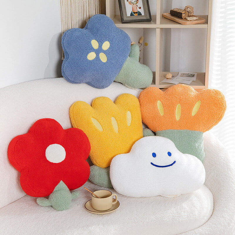 Coussin de canapé en laine polaire à fleurs colorées