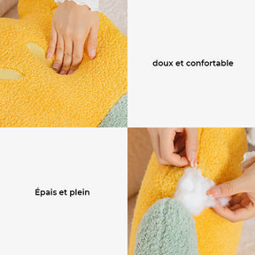 Coussin de canapé en laine polaire à fleurs colorées