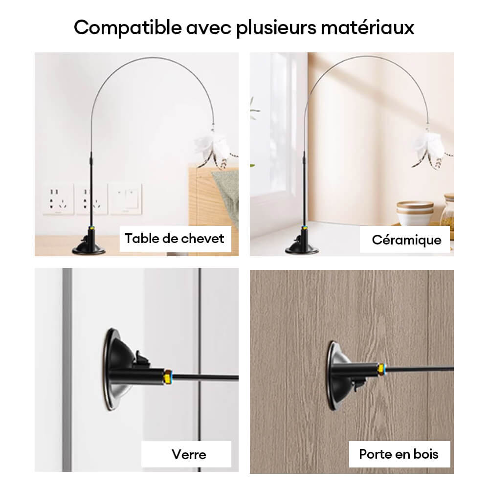 Jouet interactif pour chat avec plume et ventouse