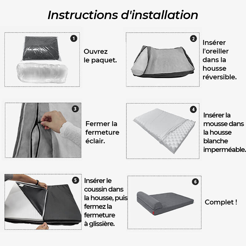 Lit Orthopédique Amovible Épais et Imperméable pour Chien