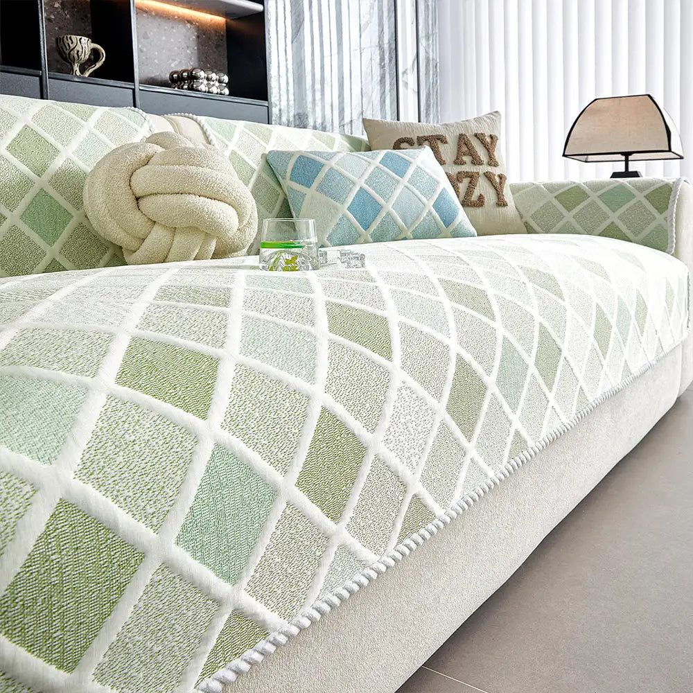 Couverture de canapé en soie glacée et thermique, absorbante, lavable, antidérapante - Diamant