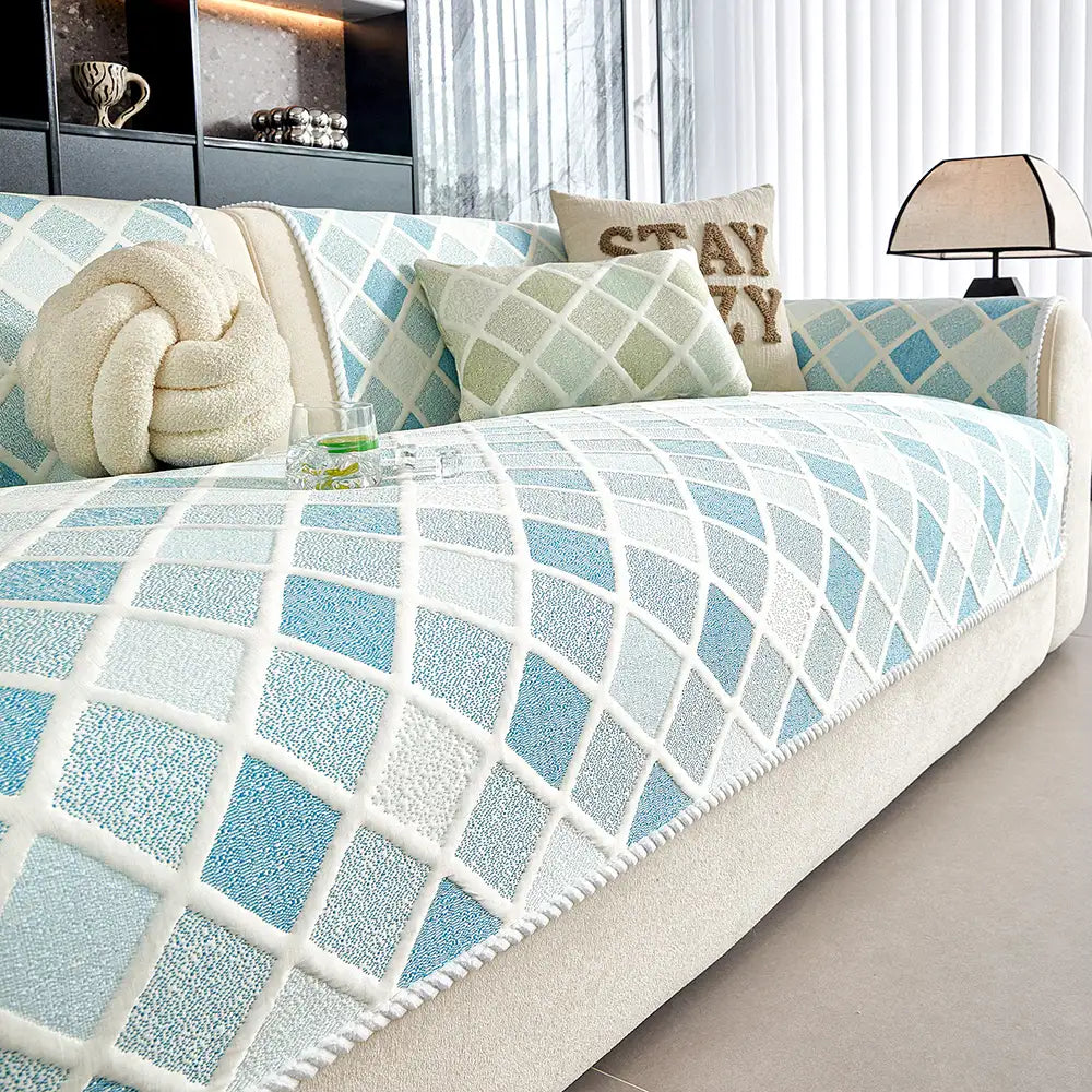 Couverture de canapé en soie glacée et thermique, absorbante, lavable, antidérapante - Diamant