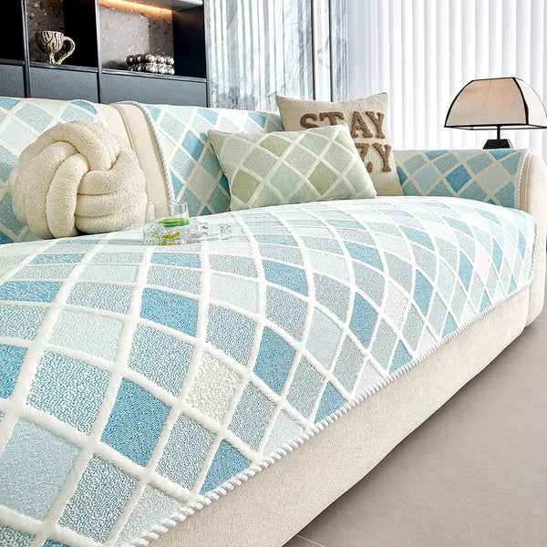 Couverture de canapé en soie glacée et thermique, absorbante, lavable, antidérapante - Diamant