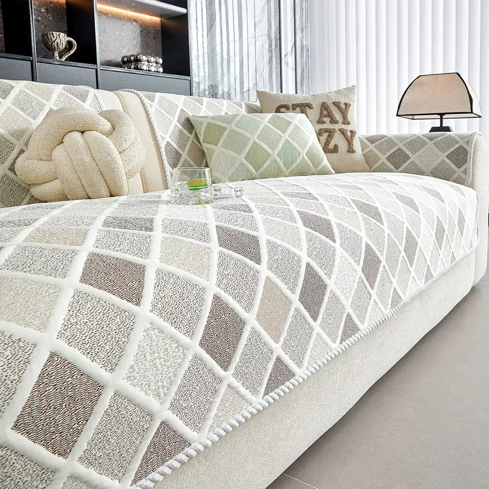 Couverture de canapé en soie glacée et thermique, absorbante, lavable, antidérapante - Diamant