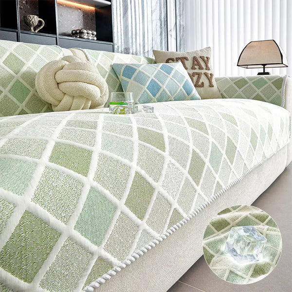 Couverture de canapé en soie glacée et thermique, absorbante, lavable, antidérapante - Diamant