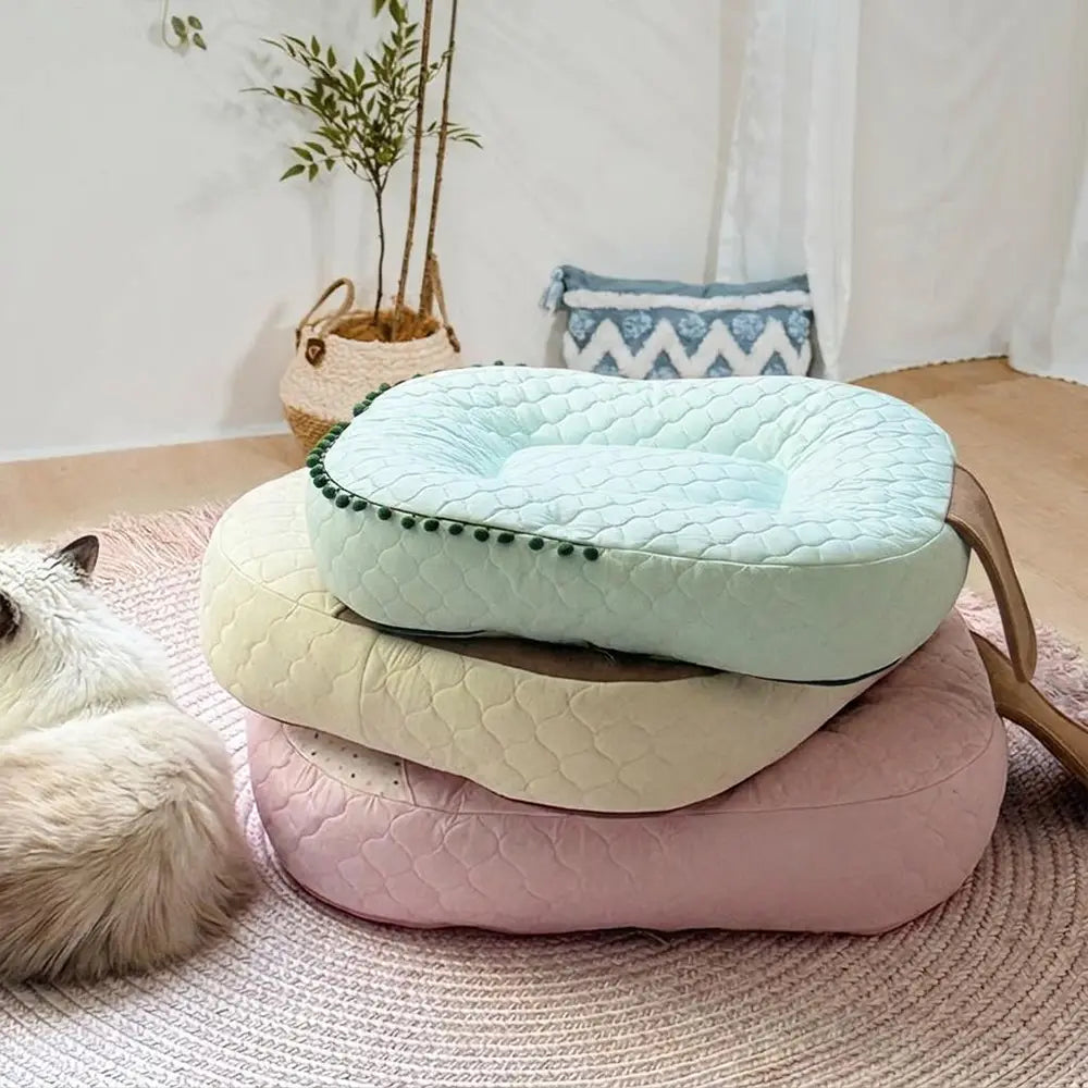 Lit apaisant rafraîchissant pour chien en soie glacée absorbant la chaleur-Crème glacée