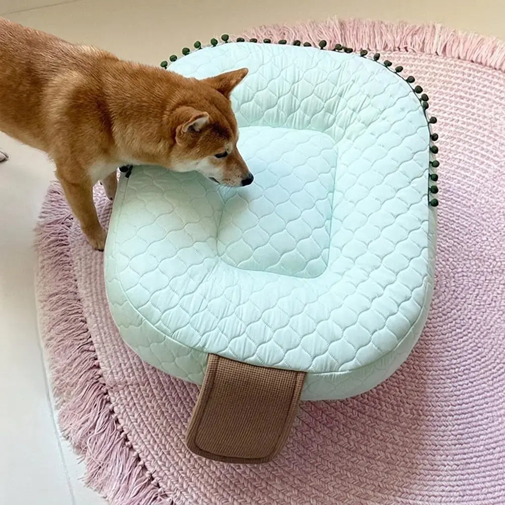 Lit apaisant rafraîchissant pour chien en soie glacée absorbant la chaleur-Crème glacée