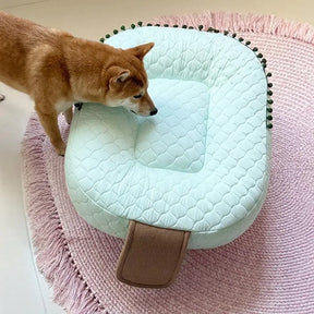 Lit apaisant rafraîchissant pour chien en soie glacée absorbant la chaleur-Crème glacée
