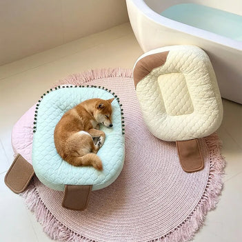 Lit apaisant rafraîchissant pour chien en soie glacée absorbant la chaleur-Crème glacée