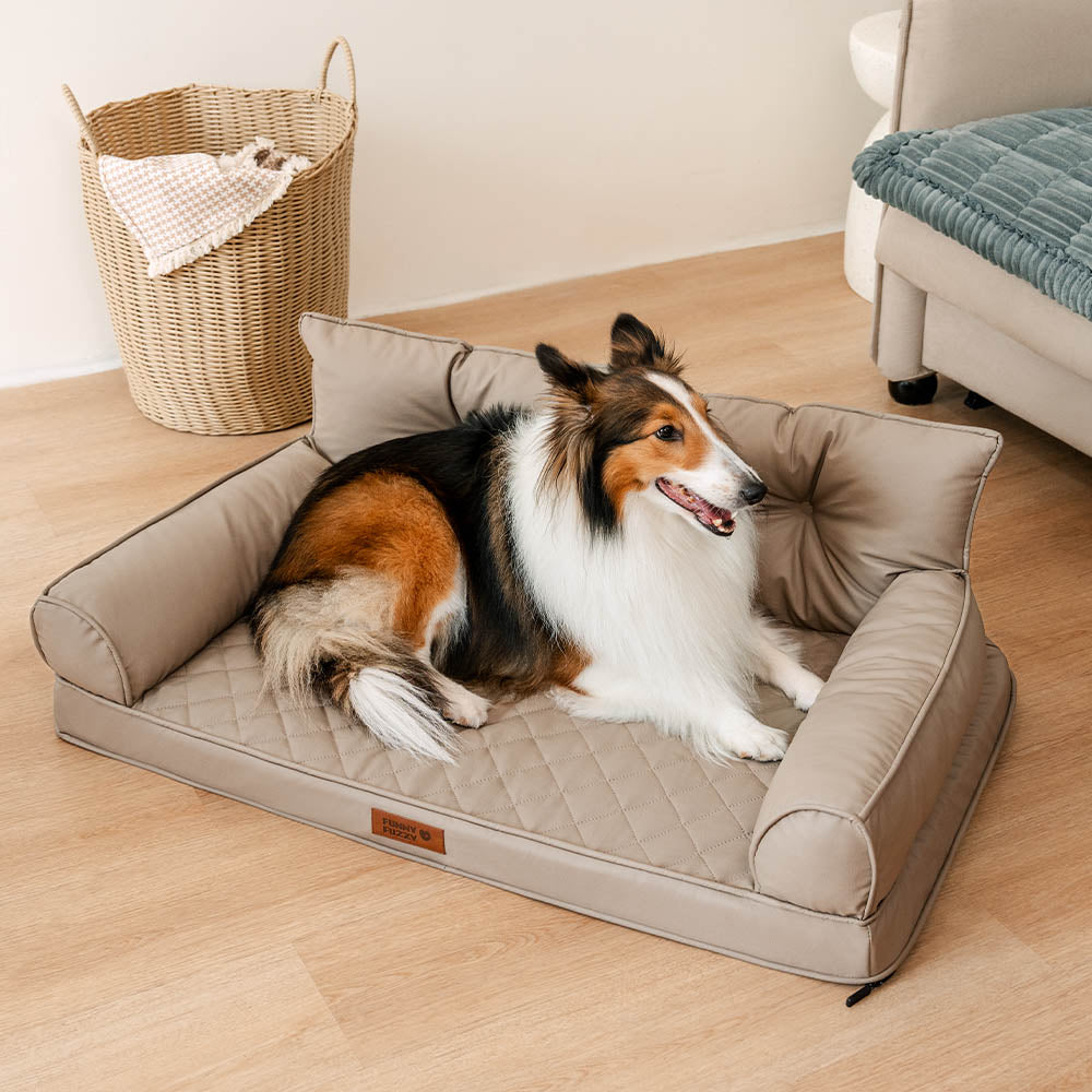Luxe lit pour chien orthopédique grand en cuir synthétique pliable - Extérieur