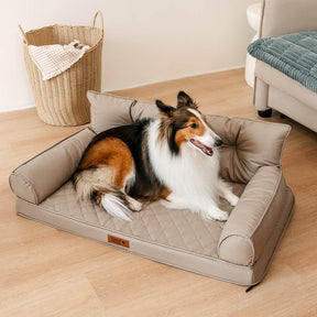 Luxe lit pour chien orthopédique grand en cuir synthétique pliable - Extérieur