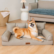 Luxe lit pour chien grand en simili cuir pliable orthopédique - CoreLounge