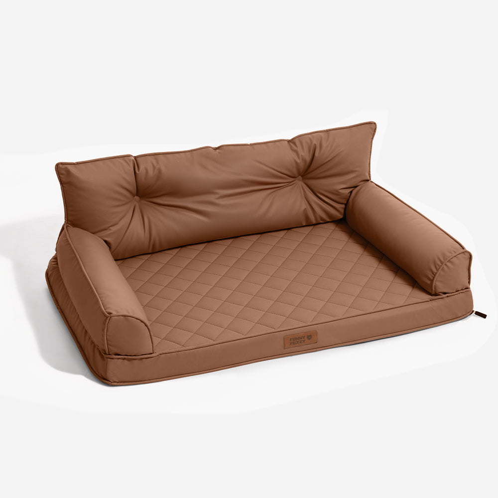 Luxe lit pour chien orthopédique grand en cuir synthétique pliable - Extérieur