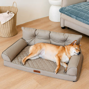 Luxe lit pour chien orthopédique grand en cuir synthétique pliable - Extérieur