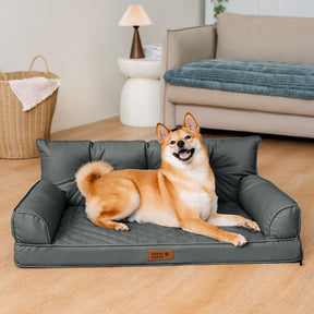 Luxe lit pour chien orthopédique grand en cuir synthétique pliable - Extérieur