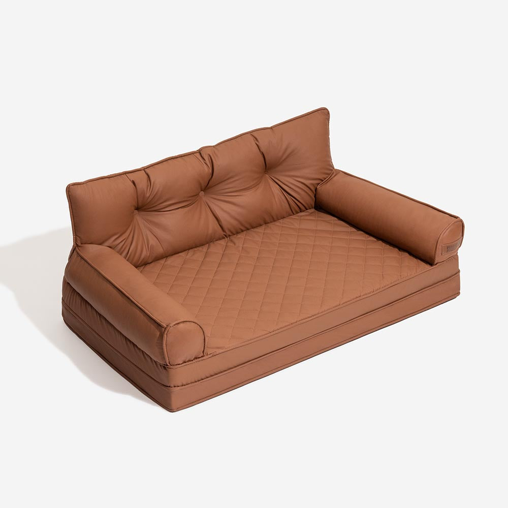 Luxe lit pour chien orthopédique grand en cuir synthétique pliable - Extérieur
