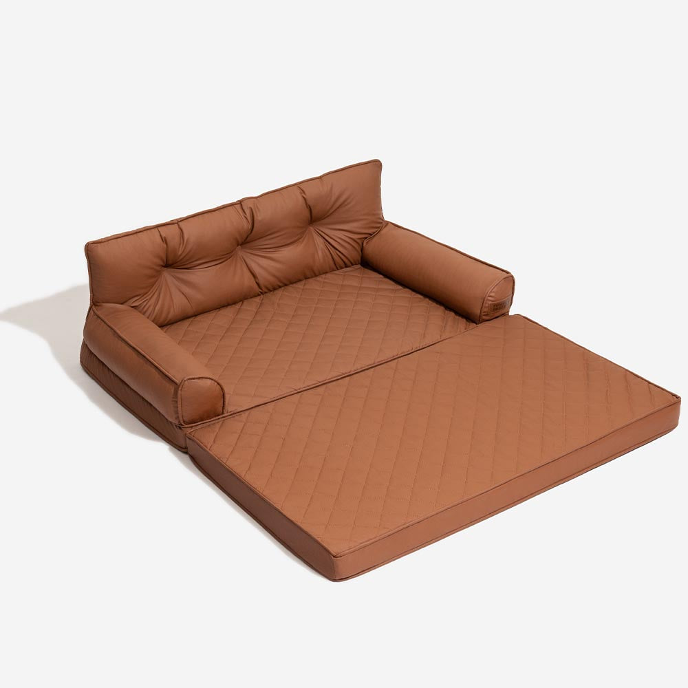 Luxe lit pour chien orthopédique grand en cuir synthétique pliable - Extérieur