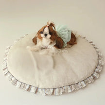 Tapis rond pour animaux de compagnie antidérapant en tartan Country Chic - Grand espace