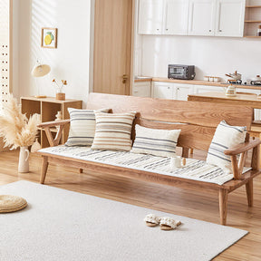 Housse de canapé antidérapante en peluche rayée en chenille avec matelas confortable pour animaux