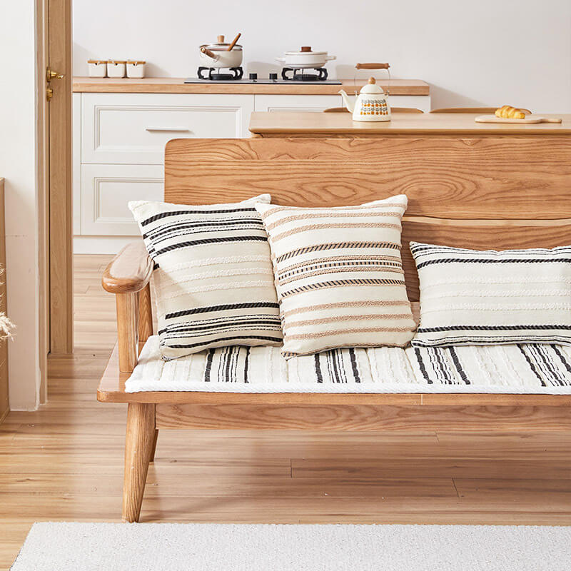 Housse de canapé antidérapante en peluche rayée en chenille avec matelas confortable pour animaux
