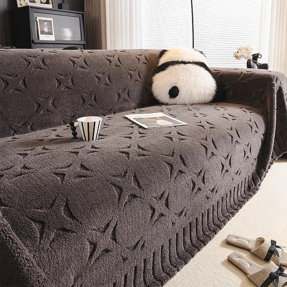 Housse de canapé décorative en jacquard texturé crème