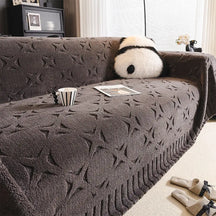 Housse de canapé décorative en jacquard texturé crème