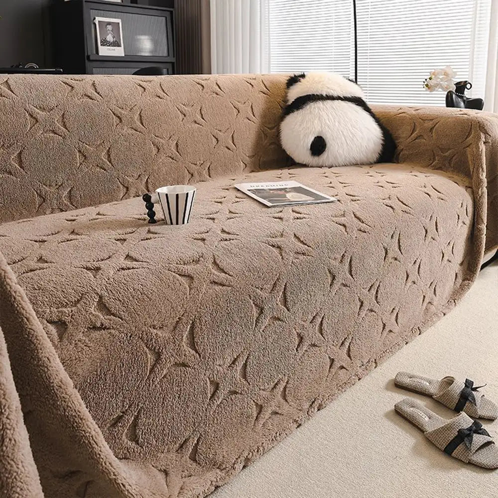 Housse de canapé décorative en jacquard texturé crème