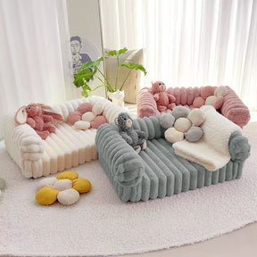 Canapé lit orthopédique pour chien et chat couleur crème moelleux et confortable