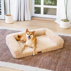 Canapé lit orthopédique pour chien et chat couleur crème moelleux et confortable