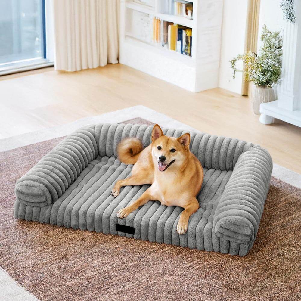 Canapé lit orthopédique pour chien et chat couleur crème moelleux et confortable