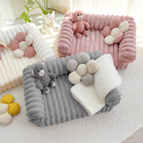 Canapé lit orthopédique pour chien et chat couleur crème moelleux et confortable