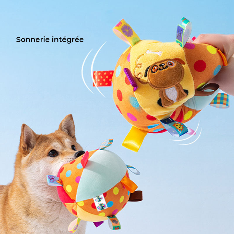 Jouet interactif pour chien mignonne boule brodée et grinçante