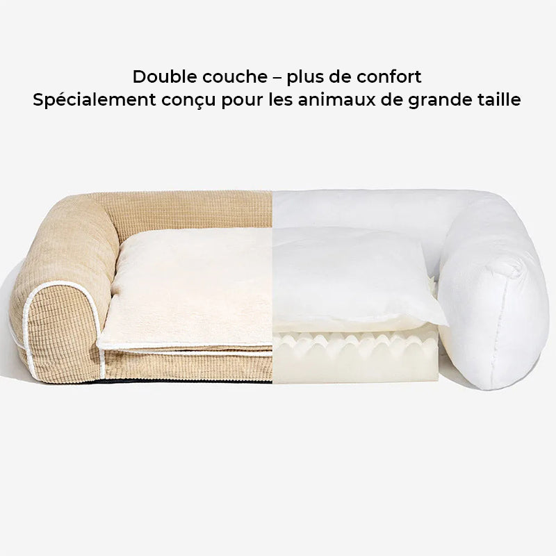 Canapé-lit orthopédique double couche en flanelle pour chien