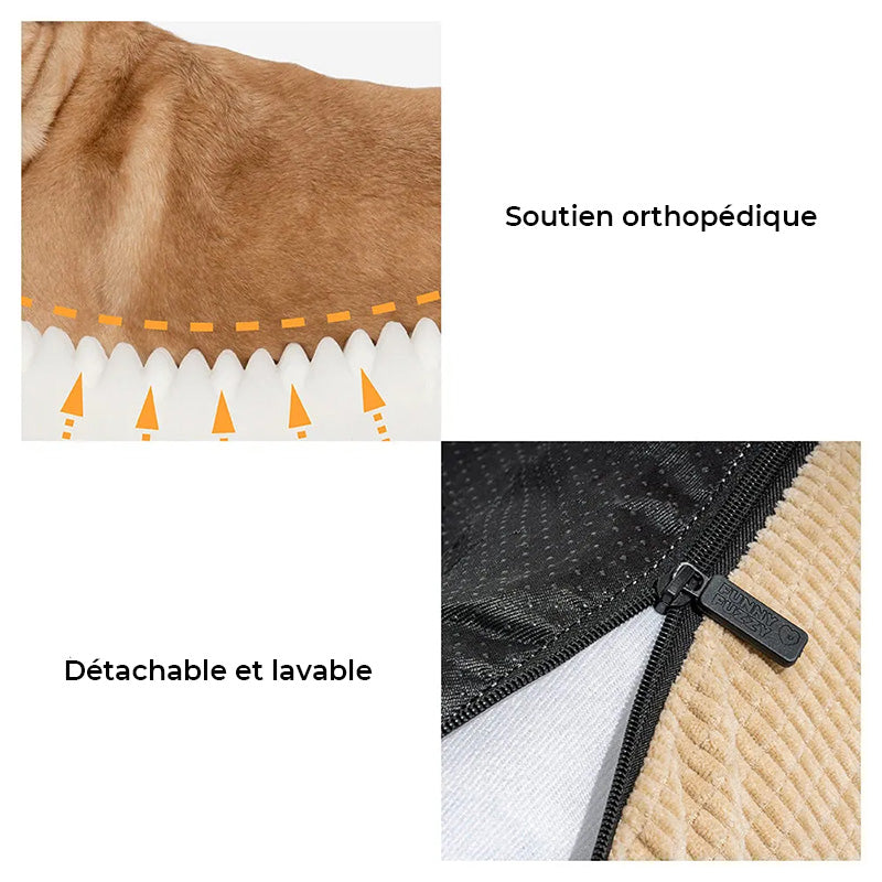 Canapé-lit orthopédique double couche en flanelle pour chien